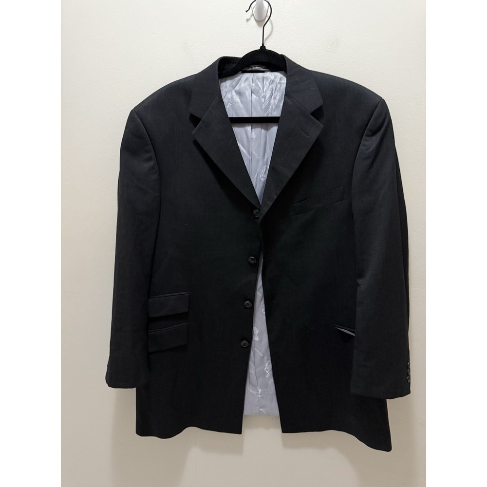 Steve Harvey Collection Black Wool Blazer – Size 46R – Extra Fine Merino Wool